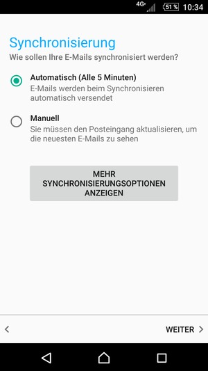 Wählen Sie die gewünschte Option und wählen Sie WEITER