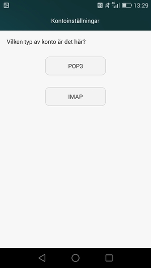 Välj POP3 eller IMAP