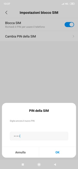 Conferma il nuovo PIN della SIM e seleziona OK