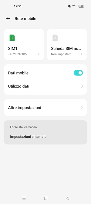 Seleziona SIM1 o SIM2