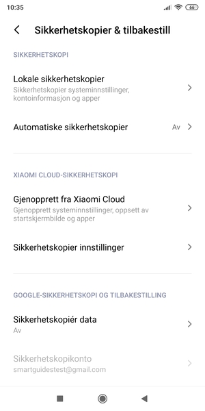 Velg Sikkerhetskopiér data
