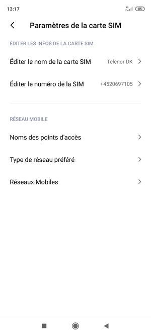 Sélectionnez Réseaux Mobiles