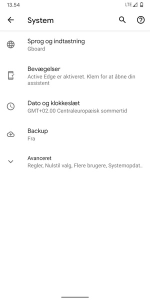 Vælg Backup