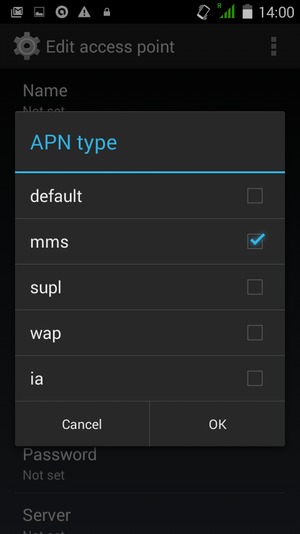 Check the mms checkbox and select OK