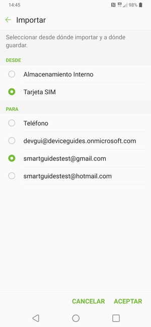 Seleccione Tarjeta SIM