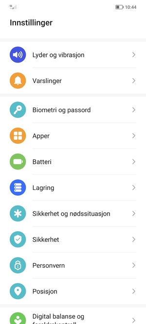 Bla til og velg Sikkerhet