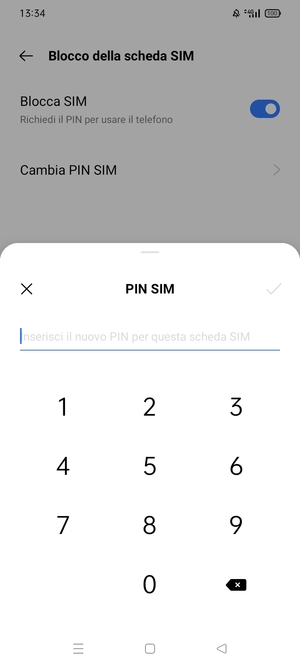 Inserisci Nuovo PIN della scheda SIM e seleziona OK