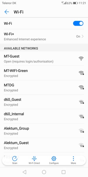 Select the wireless network you want to connect to