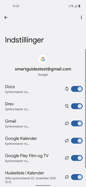 Dine oplysninger vil blive synkroniseret