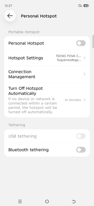 Select Hotspot Settings