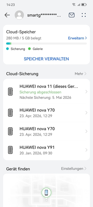 Wählen Sie SPEICHER VERWALTEN
