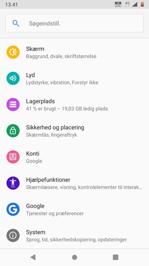 Scroll til og vælg Sikkerhed og placering