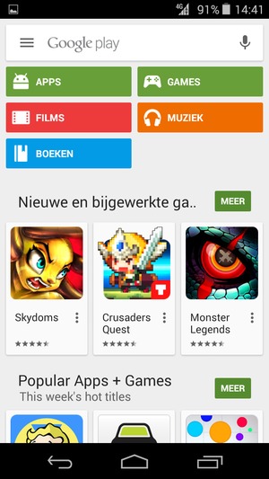 Selecteer de zoekbalk