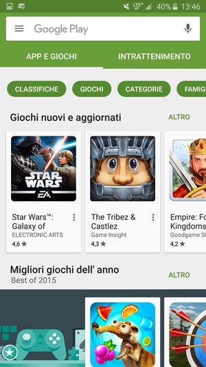 Seleziona la barra di ricerca