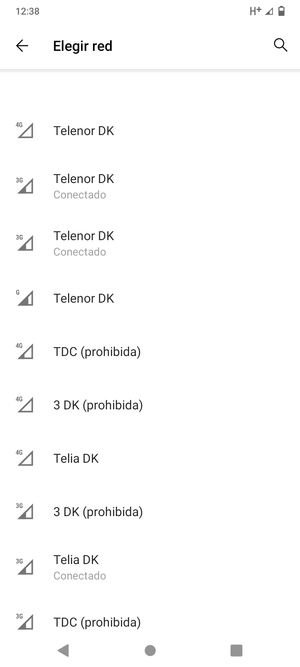 Seleccione un operador de red de la lista