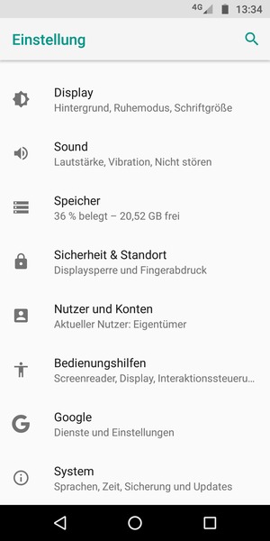 Scrollen Sie und wählen Sie System