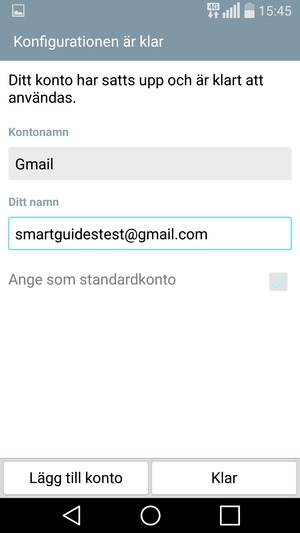 Ge ditt konto ett namn och ange ditt namn. Välj Klar