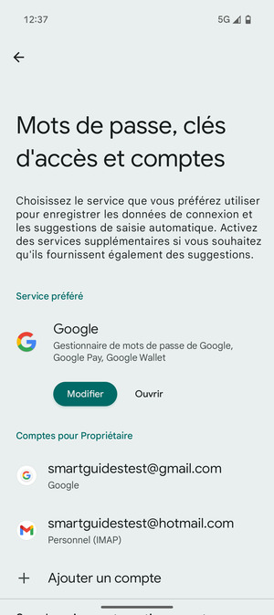 Sélectionnez votre compte Google