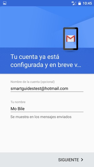 Déle a su cuenta un nombre y escriba su nombre. Seleccione SIGUIENTE