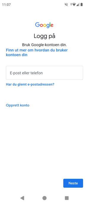 Skriv inn din Gmail-adresse og velg Neste