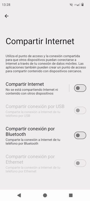 Seleccione Compartir Internet