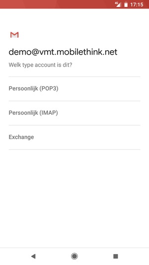 Selecteer Persoonlijk (POP3) of Persoonlijk (IMAP)