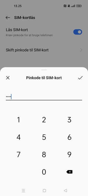 Indtast Nuværende pinkode til SIM-kort og vælg OK