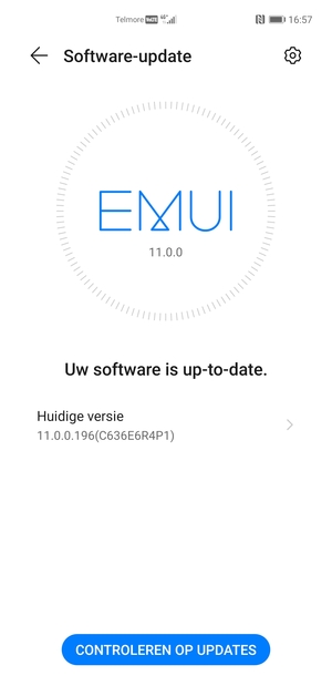 Als uw telefoon up-to-date is, zult u het volgende scherm zien