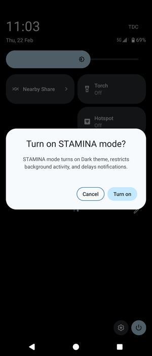 Select Turn on
