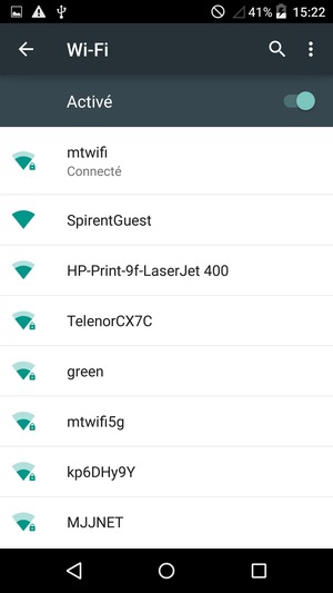 Vous êtes maintenant connecté au réseau Wi-Fi