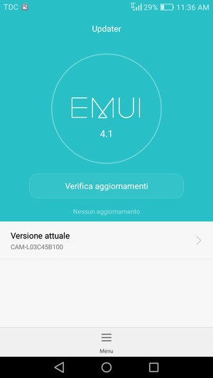 Se il tuo telefono è aggiornato, vedrai la seguente schermata