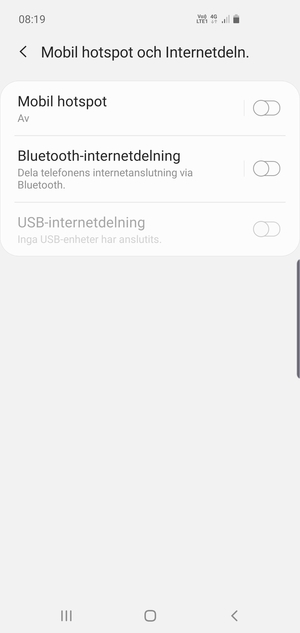Välj Mobil hotspot