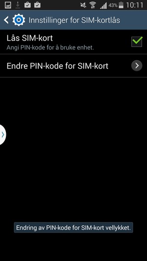 Din PIN-kode for SIM-kort er endret