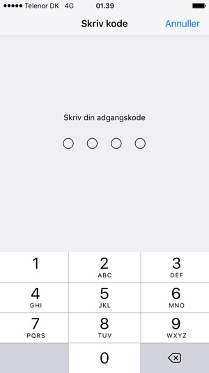 Indtast din Kode til begrænsninger, hvis denne er aktiveret på din telefon