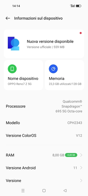 Seleziona Aggiornamento software