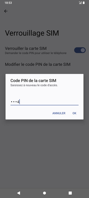 Veuillez confirmer votre nouveau code PIN de la carte SIM et sélectionner OK