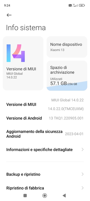 Scorri e seleziona Backup e ripristino