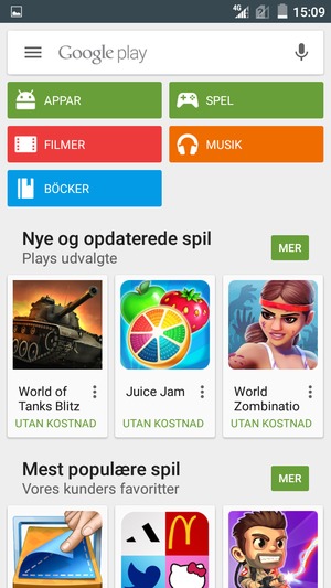 Tryck på sökfältet
