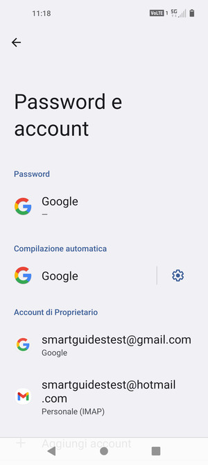 Seleziona il tuo account Google