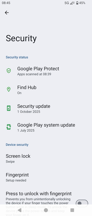 Select Screen lock