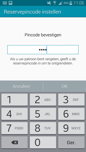 Bevestig uw Reservepincode en selecteer OK