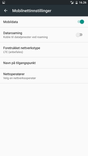 For å bytte nettverk hvis det oppstår nettverksproblemer, velg Nettoperatører