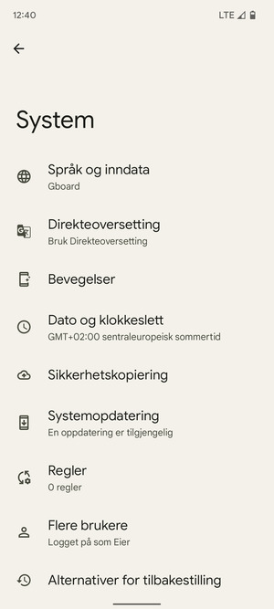 Velg Systemoppdatering