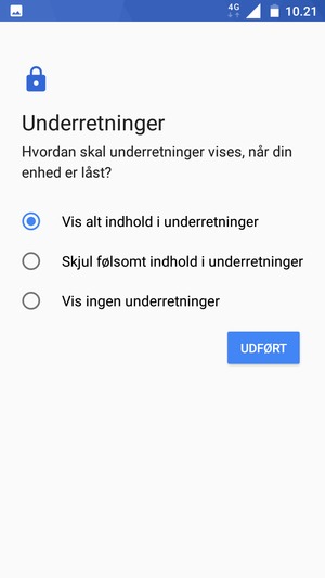 Vælg din foretrukne mulighed og vælg UDFØRT