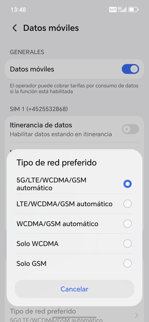 Seleccione la opción deseada