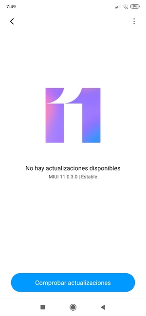 Si su teléfono está actualizado, verá la siguiente pantalla