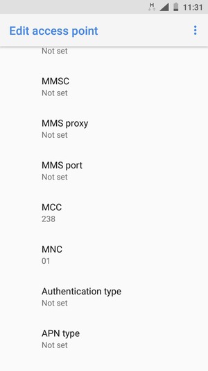 Scroll down and enter MMS information