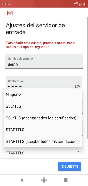 Seleccione Ninguna y SIGUIENTE
