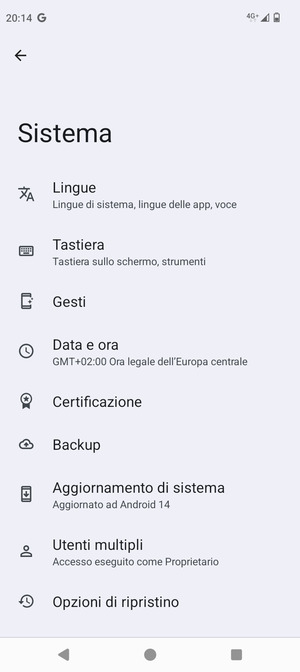 Seleziona Backup