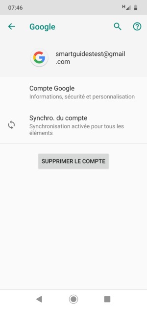 Sélectionnez Synchro. du compte
